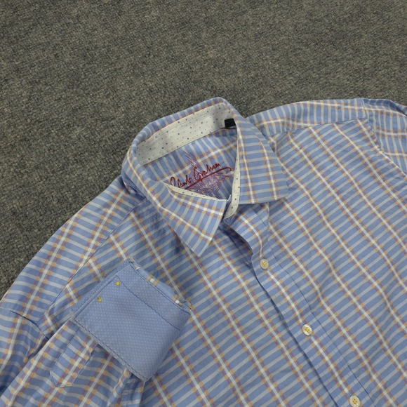 Robert Graham Other - Robert Graham Shirt‎ Mens XL Blue Plaid Contrast Flip Cuff Casual Dress Preppy
